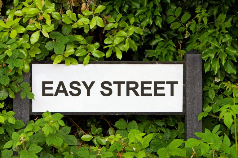 Easy Street sign with trees